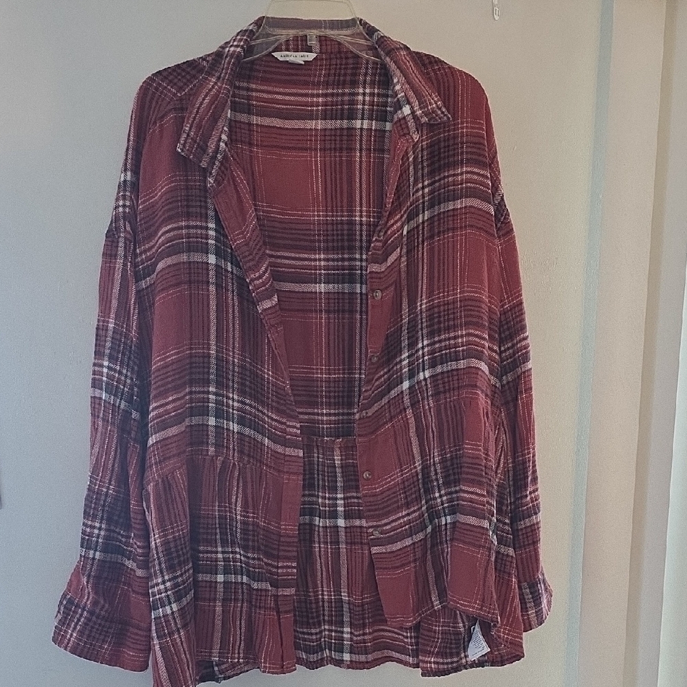 American Eagle Outfitters Red Plaid Shirt